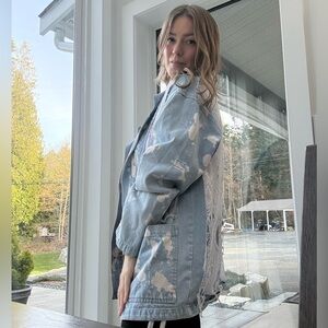 Vintage CMC Denim Jacket Oversized Lace Tie Dye